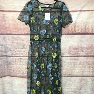 LuLaRoe Deanne 2 II XL Embroidered Sheer Black